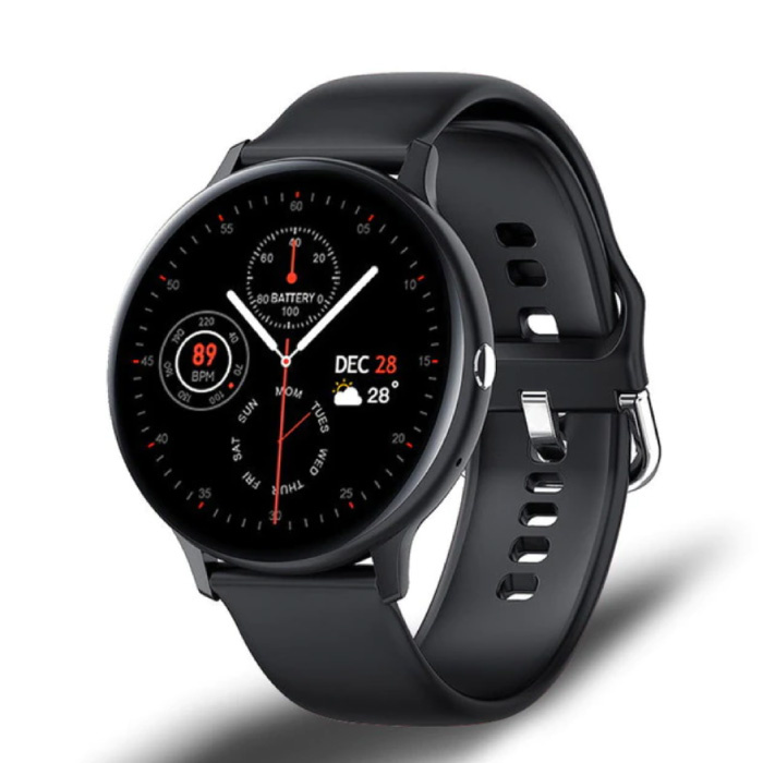 Sport Smartwatch - Silicoon Bandje Fitness Activity Tracker Horloge Android - Zwart