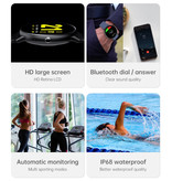 Lige Sport Smartwatch - Reloj de seguimiento de actividad física con correa de silicona Android - Negro
