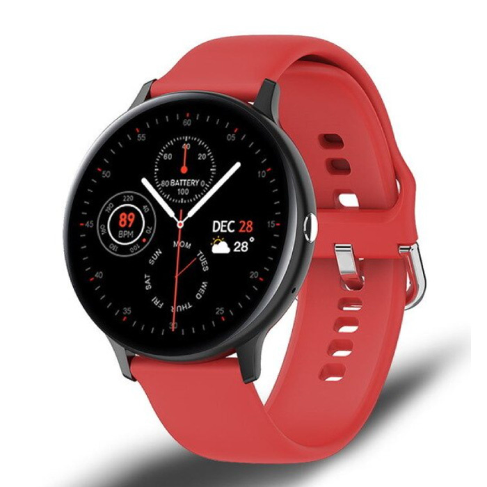 Sport Smartwatch - Silicoon Bandje Fitness Activity Tracker Horloge Android - Rood