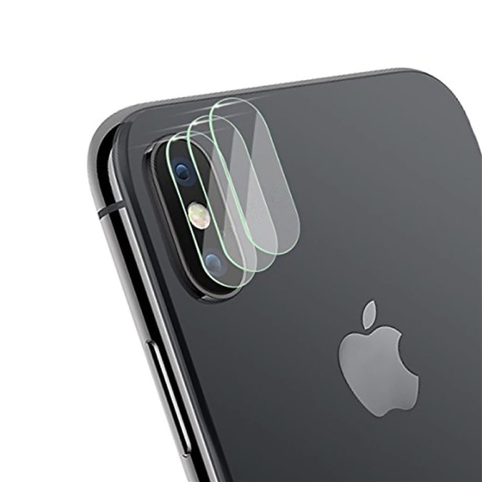 Paquete de 3 fundas para lentes de cámara de vidrio templado para iPhone X - Funda protectora a prueba de golpes