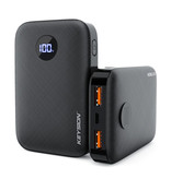 Keysion Power Bank z portem PD 10 000 mAh Potrójny port 3x USB - Wyświetlacz LED Zewnętrzna ładowarka awaryjna Ładowarka baterii Czarna
