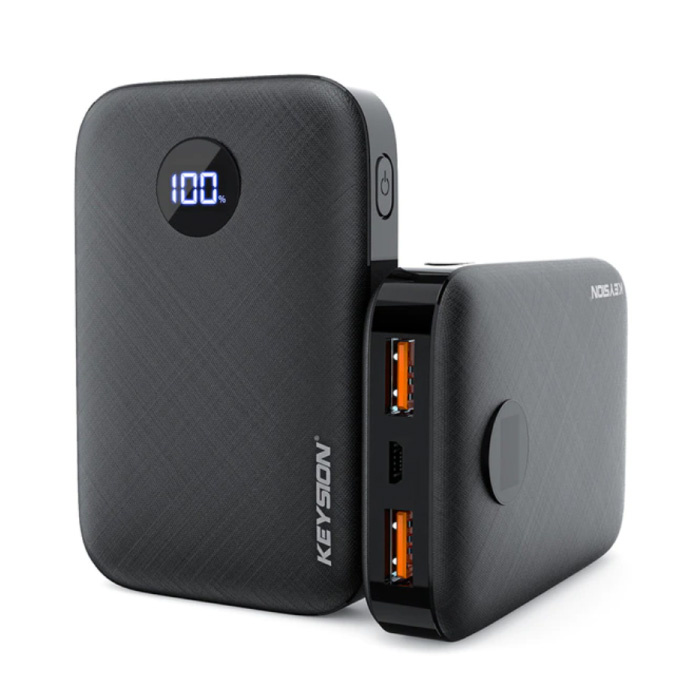 Powerbank met PD Poort 10.000mAh Triple 3x USB Poort  - LED Display Externe Noodaccu Batterij Oplader Charger Zwart