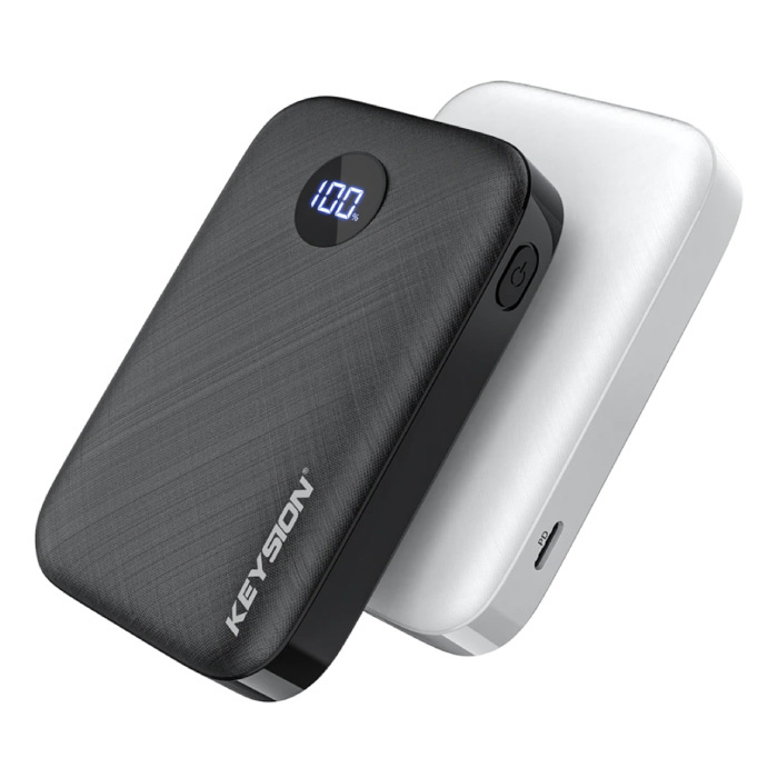 Keysion Power Bank con porta PD 10.000mAh Tripla 3 porte USB - Display a LED Caricabatteria esterno per batteria di emergenza Caricabatterie nero