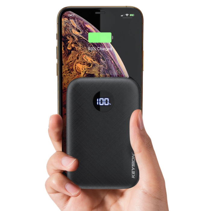 Keysion Power Bank con porta PD 10.000mAh Tripla 3 porte USB - Display a LED Caricabatteria esterno per batteria di emergenza Caricabatterie nero