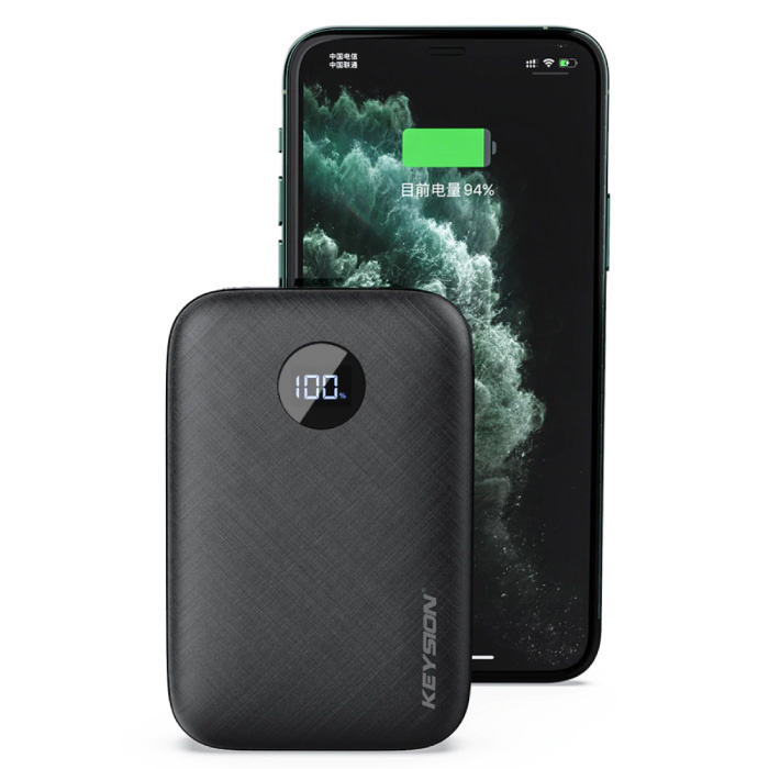 Keysion Power Bank con porta PD 10.000mAh Tripla 3 porte USB - Display a LED Caricabatteria esterno per batteria di emergenza Caricabatterie nero