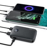 Keysion Power Bank z portem PD 10 000 mAh Potrójny port 3x USB - Wyświetlacz LED Zewnętrzna ładowarka awaryjna Ładowarka baterii Czarna