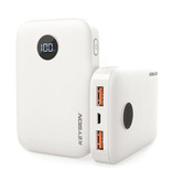 Keysion Power Bank con puerto PD 10,000mAh Triple puerto USB 3x - Pantalla LED Batería de emergencia externa Cargador de batería Cargador Blanco