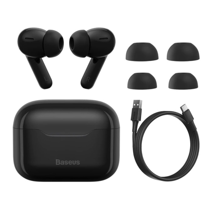 Baseus S1 Draadloze Oortjes - ANC True Touch Control TWS Bluetooth 5.0 Earphones Earbuds Oortelefoon Zwart