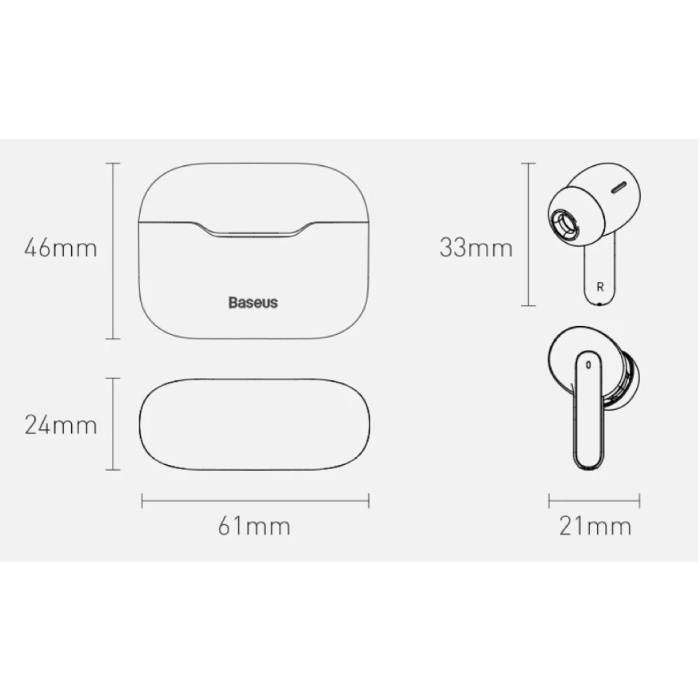 Baseus Słuchawki bezprzewodowe S1 - ANC True Touch Control TWS Słuchawki Bluetooth 5.0 Słuchawki douszne Białe