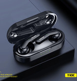 Awei T10C Wireless Earphones - Qi Wireless Charging - True Touch Control TWS Bluetooth 5.0 Earphones Earbuds Earphone Black