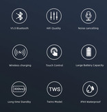 Awei Bezprzewodowe słuchawki T10C - Bezprzewodowe ładowanie Qi - Sterowanie True Touch TWS Słuchawki Bluetooth 5.0 Słuchawki douszne Czarne