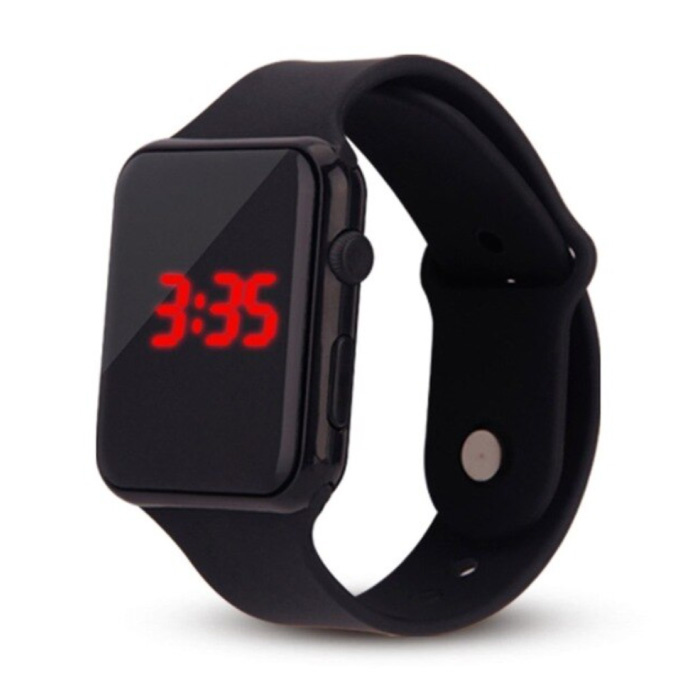 Opaska na nadgarstek do zegarka cyfrowego - pasek silikonowy Ekran LED Sport Fitness - czarny