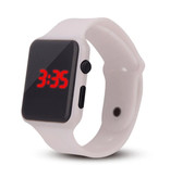 Stuff Certified® Bracelet Montre Numérique - Bracelet Silicone Écran LED Sport Fitness - Blanc