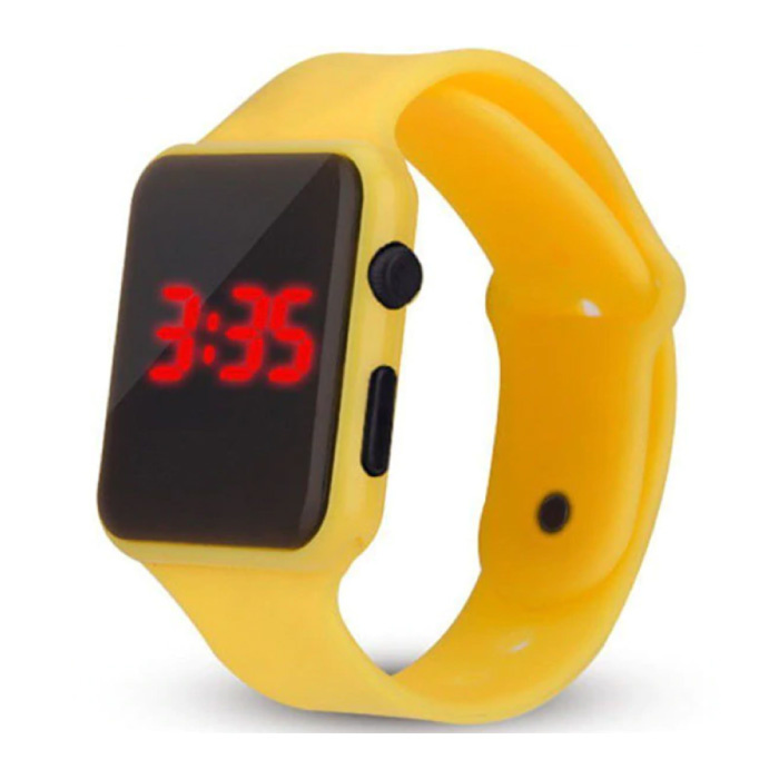 Digital Watch Wristband - Silicone Strap LED Screen Sport Fitness - Yellow