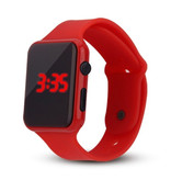 Stuff Certified® Bracelet de montre numérique - Bracelet en silicone Écran LED Sport Fitness - Rouge