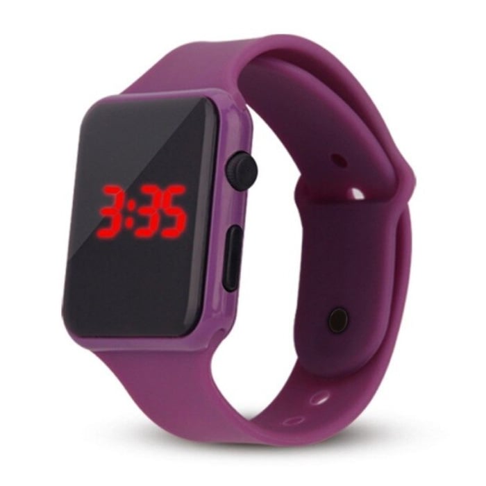 Pulsera de reloj digital - Correa de silicona Pantalla LED Deporte Fitness - Púrpura