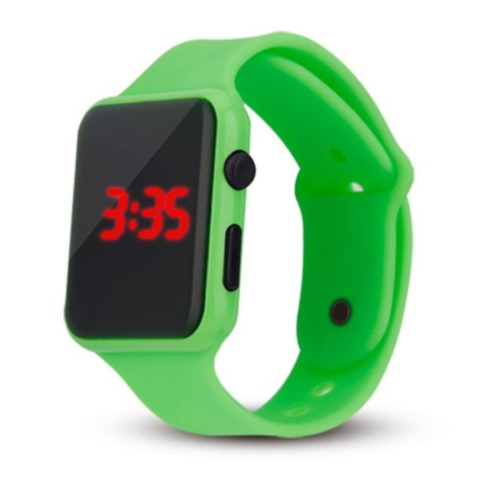 Pulsera de reloj digital - Correa de silicona Pantalla LED Deporte Fitness - Verde