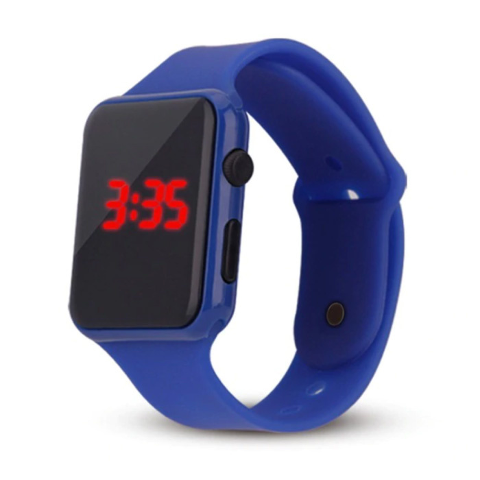 Digital Watch Wristband - Silicone Strap LED Screen Sport Fitness - Dark Blue