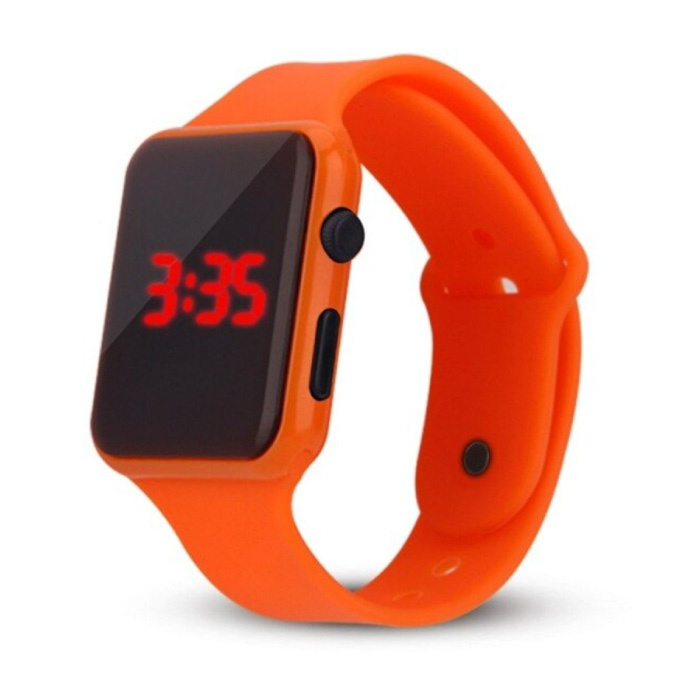 Pulsera de reloj digital - Correa de silicona Pantalla LED Deporte Fitness - Naranja