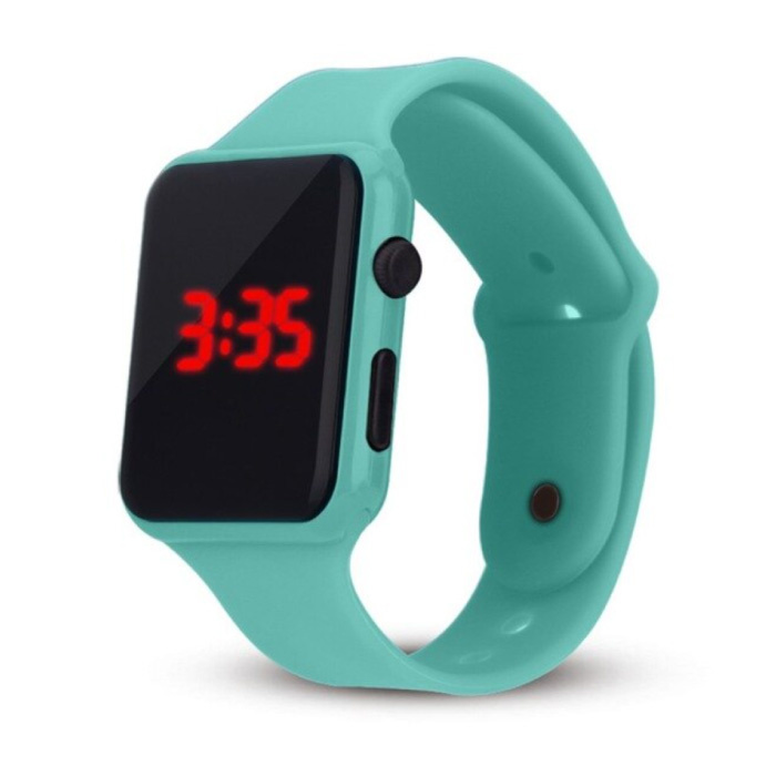 Digital Watch Wristband - Silicone Strap LED Screen Sport Fitness - Light Blue