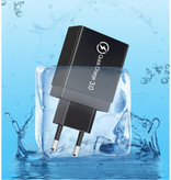 Stuff Certified® Qualcomm Quick Charge 3.0 Potrójna 3-portowa ładowarka ścienna USB Ładowarka ścienna AC Ładowarka domowa Wtyczka Ładowarka Czarny