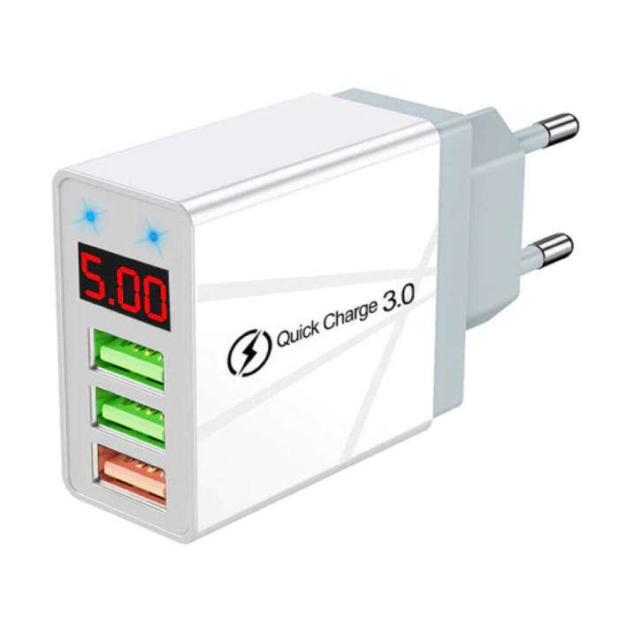 Qualcomm Quick Charge 3.0 Triple 3x Port USB-Wandladegerät Wallcharger AC Home Ladegerät Stecker Ladegerät Adapter Weiß