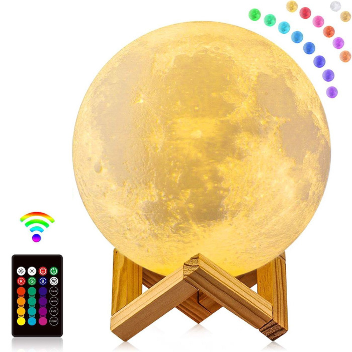 3D RGB Gwiazdy Księżyc Galaxy Lampa 20 cm z pilotem - Nastrojowa lampa Lampa stołowa Projektor Starry Sky