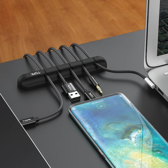 TOPK 2-Pack Zelfklevende Kabelclips - 3 Clips Kabelbinder Kabelklemmen Kabel Houder Organisatie Cable Organiser