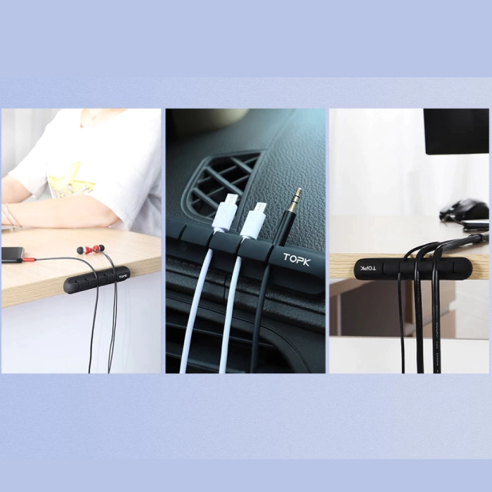 TOPK Clips de câble adhésifs - 5 clips Attache de câble Clips de câble Organisation de support de câble Organisateur de câble