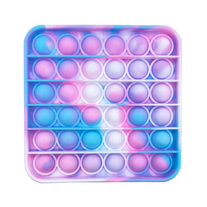 Pop It - Washed Fidget Anti-Stress-Spielzeug Bubble Toy Silikon Quadrat Blau-Rosa-Weiß
