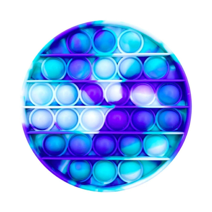 Stuff Certified® Pop It - Washed Fidget Giocattolo antistress Bubble Toy Cerchio in silicone Blu-Bianco