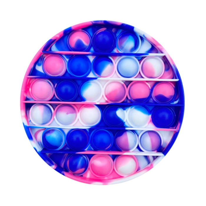 Pop It - Giocattolo antistress lavato Fidget Bubble Toy in silicone rotondo blu-rosa