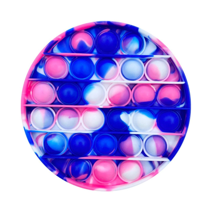 Stuff Certified® Pop It - Giocattolo antistress lavato Fidget Bubble Toy in silicone rotondo blu-rosa