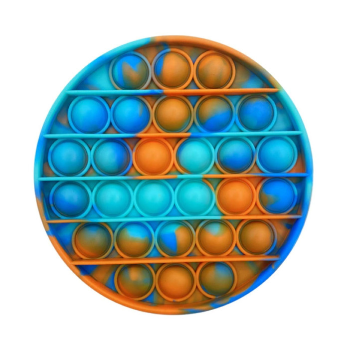 Pop It - Washed Fidget Giocattolo antistress Bubble Toy Cerchio in silicone Blu-Arancione