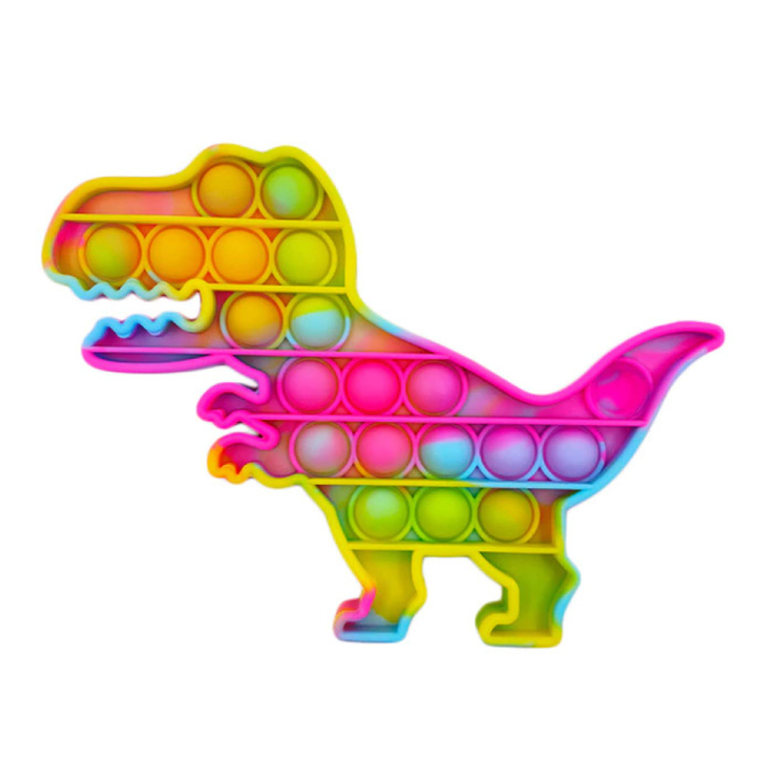 Pop It - Washed Fidget Anti Stress Toy Bubble Toy Silicone Dino Orange-Green-Pink-Blue