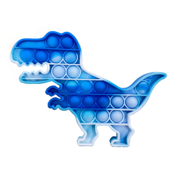 Stuff Certified® Pop It - Washed Fidget Giocattolo Anti Stress Bubble Toy Silicone Dino Blu-Bianco