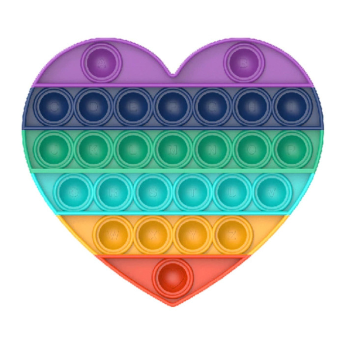 Pop It - Fidget Anti Stress Toy Bubble Toy Silicone Heart Rainbow
