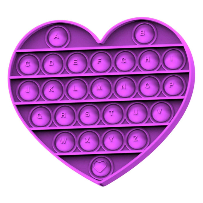 Pop It - Alphabet Fidget Anti Stress Toy Bubble Toy Silicone Heart Purple