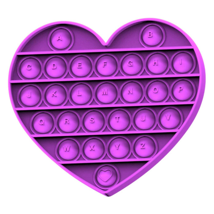 Stuff Certified® Pop It - Alphabet Fidget Giocattolo antistress Giocattolo a bolle Cuore in silicone Viola