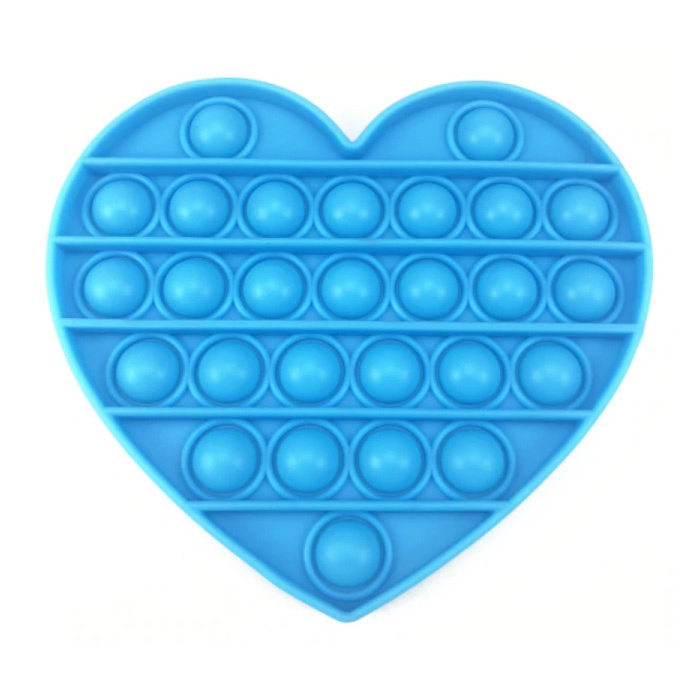 Pop It - Zappeln Anti Stress Spielzeug Bubble Toy Silikon Herz Blau