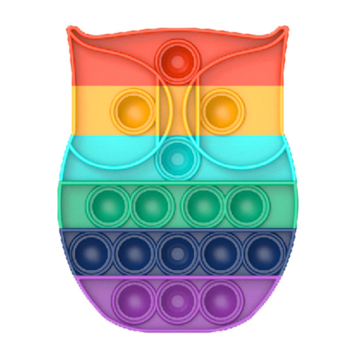 Stuff Certified® Hágalo estallar - Fidget Anti Stress Toy Bubble Toy Silicona Owl Rainbow