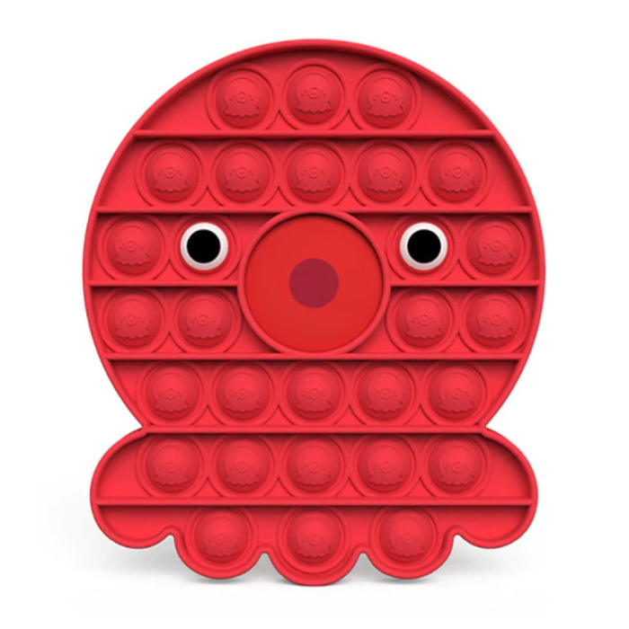 Pop It - Fidget Anti Stress Toy Bubble Toy Silicone Octopus Red