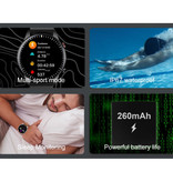 Madococo Sport Smartwatch - Lederband Fitness Activity Tracker Uhr Android - Schwarz