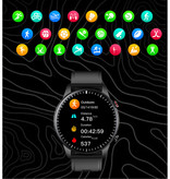 Madococo 2021 Sport Smartwatch - Leren Bandje Fitness Activity Tracker Horloge Android - Bruin