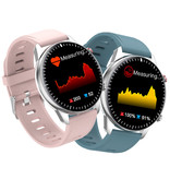 Madococo 2021 Sport Smartwatch - Leren Bandje Fitness Activity Tracker Horloge Android - Bruin