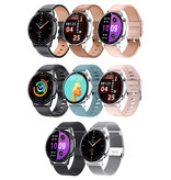 Madococo 2021 Sport Smartwatch - Leren Bandje Fitness Activity Tracker Horloge Android - Bruin