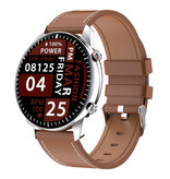 Madococo 2021 Sport Smartwatch - Leather Strap Fitness Activity Tracker Watch Android - Brown