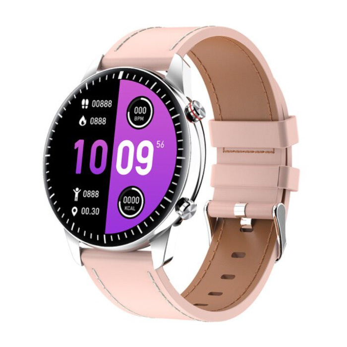 2021 Sport Smartwatch - Skórzany pasek Fitness Activity Tracker Watch Android - Różowy