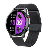 Madococo 2021 Sport Smartwatch - Zegarek z monitorem aktywności fizycznej z paskiem stalowym Android - Czarny
