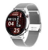 Madococo 2021 Sport Smartwatch - Reloj con rastreador de actividad física con correa de acero Android - Plateado